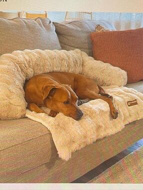 Pelsbarn Luxurios Sofa Dog Or Cat Bed - Cream Cozy Lounger